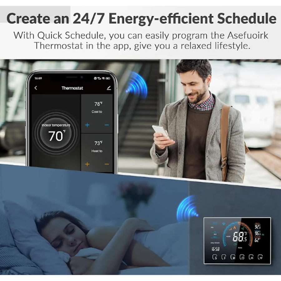 Gopeta 4.8” Smart Wi-Fi Thermostat for Home