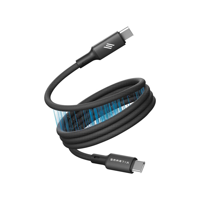 Smartix Premium Magnetic Braided Cable - 100W / USB-C / 2 Meter / Black