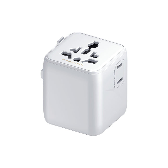 Smartix Premium 2-in-1 International Travel Adapter - USB-A / USB-C / White