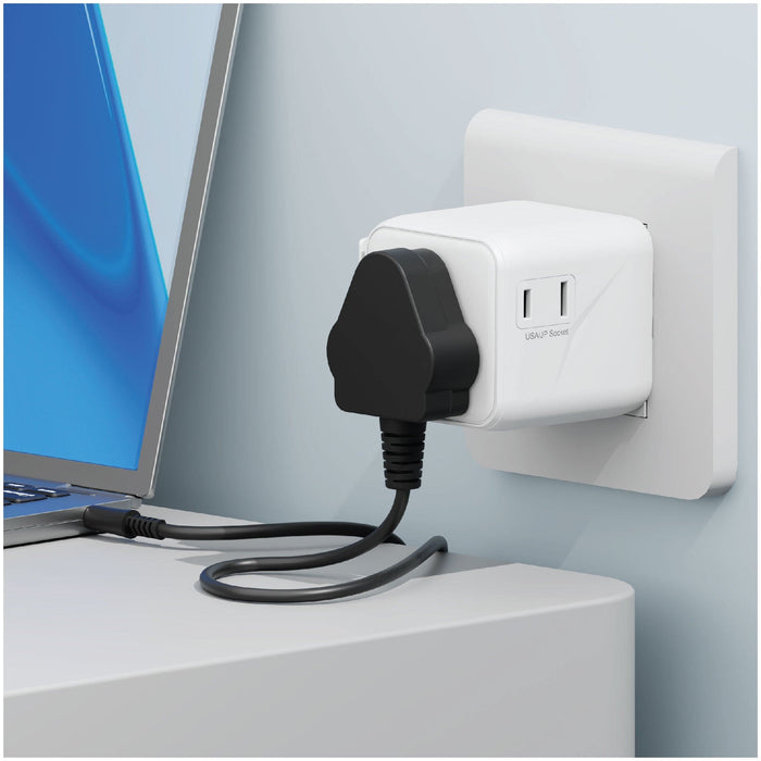 Smartix Premium 2-in-1 International Travel Adapter - USB-A / USB-C / White