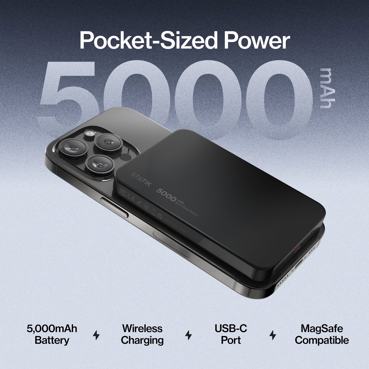 Statik MagSafe Power Bank - 5000mAh / USB-C / Black