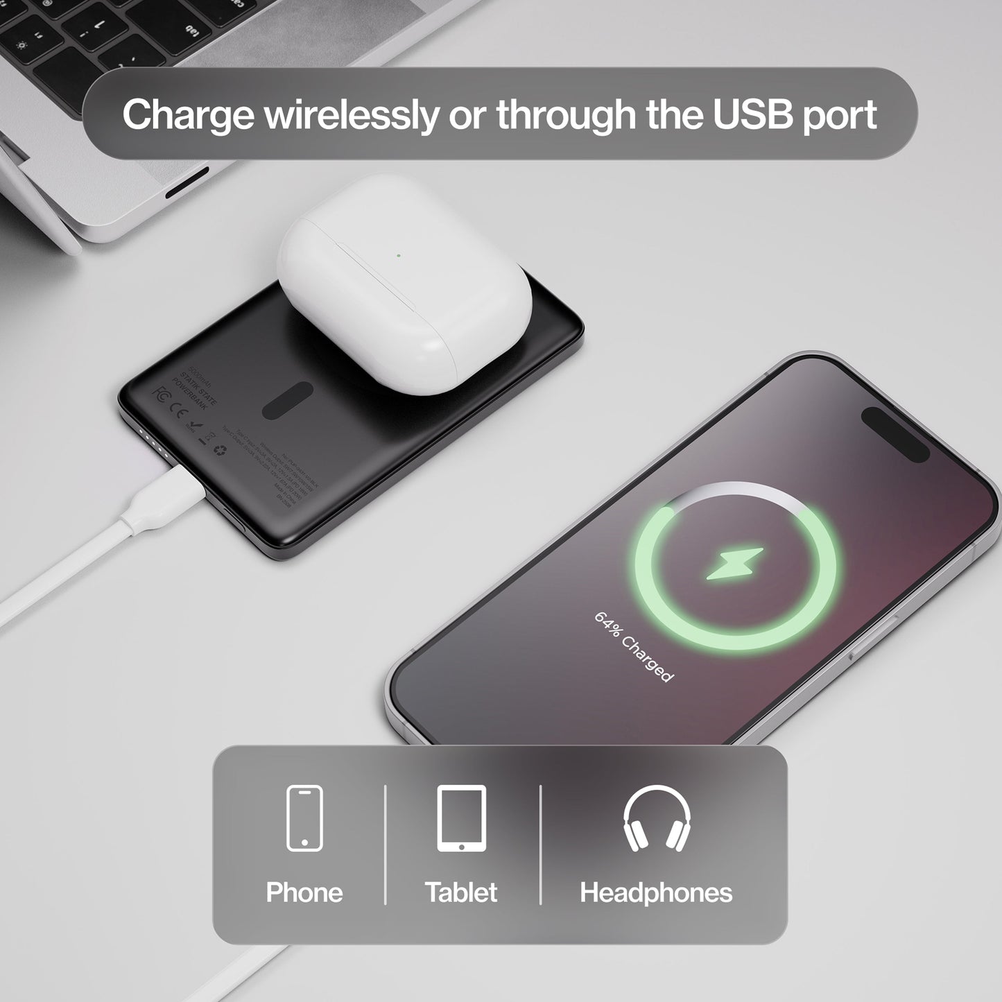 Statik MagSafe Power Bank - 5000mAh / USB-C / Black