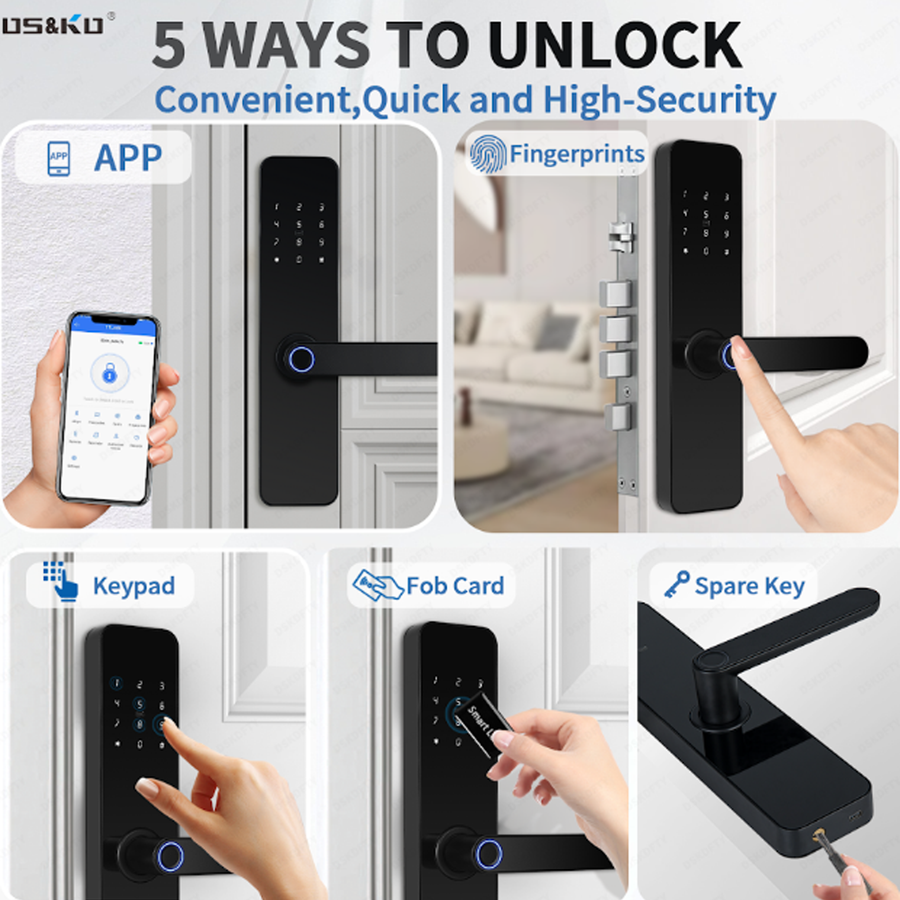 Gopeta TTLock Smart Wooden Door Lock - Black