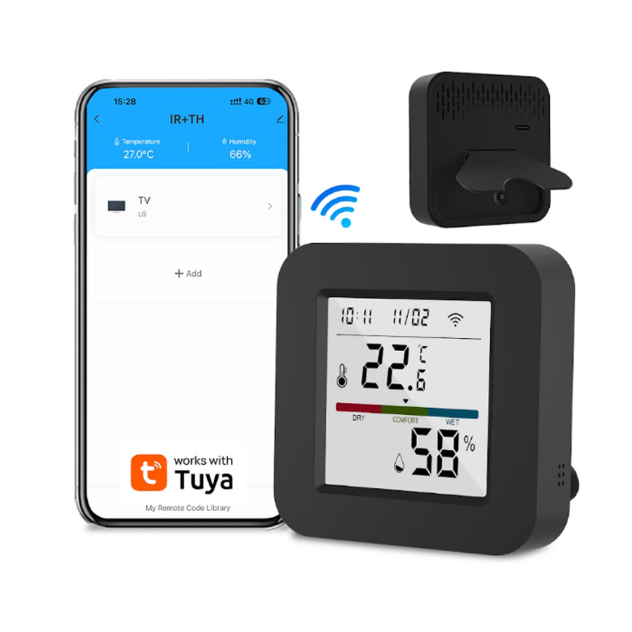 Gopeta  Wi-Fi Remote Control With Temperature & Humidity Screen Monitor - Black