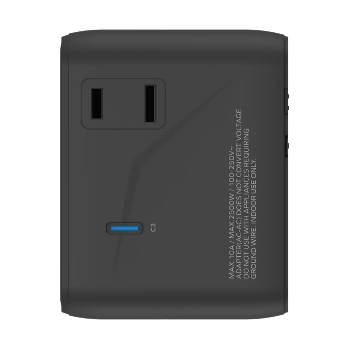 MOMAX 5-Port Mini Universal Travel GaN Charger with Dual AC - 70W / USB-A / USB-C / Black