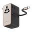 MOMAX 4-Port Mini Universal Travel GaN Charger with Built-In Cable with Dual AC - 100W / USB-A / USB-C / Titanium