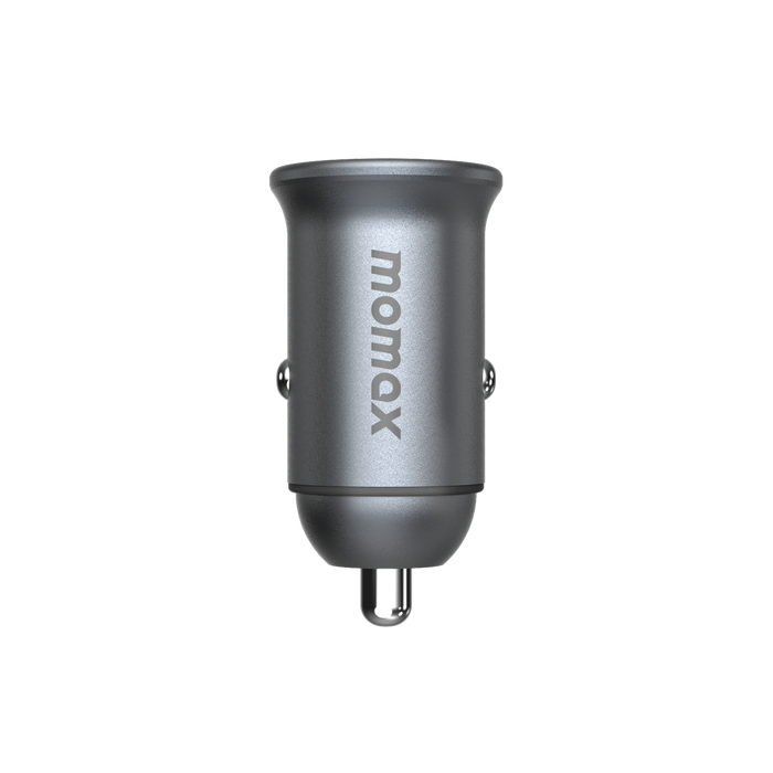 MOMAX MoVe Dual-Port Car Charger - 30W / USB-A / USB-C / Grey
