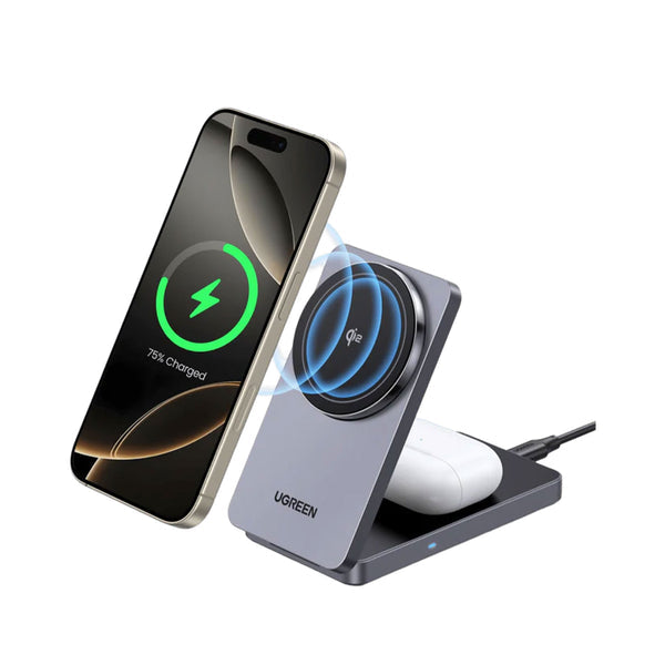 UGREEN 2-in-1 Magnetic Wireless Charger - 20W / Gray