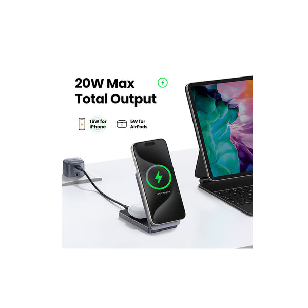 UGREEN 2-in-1 Magnetic Wireless Charger - 20W / Gray