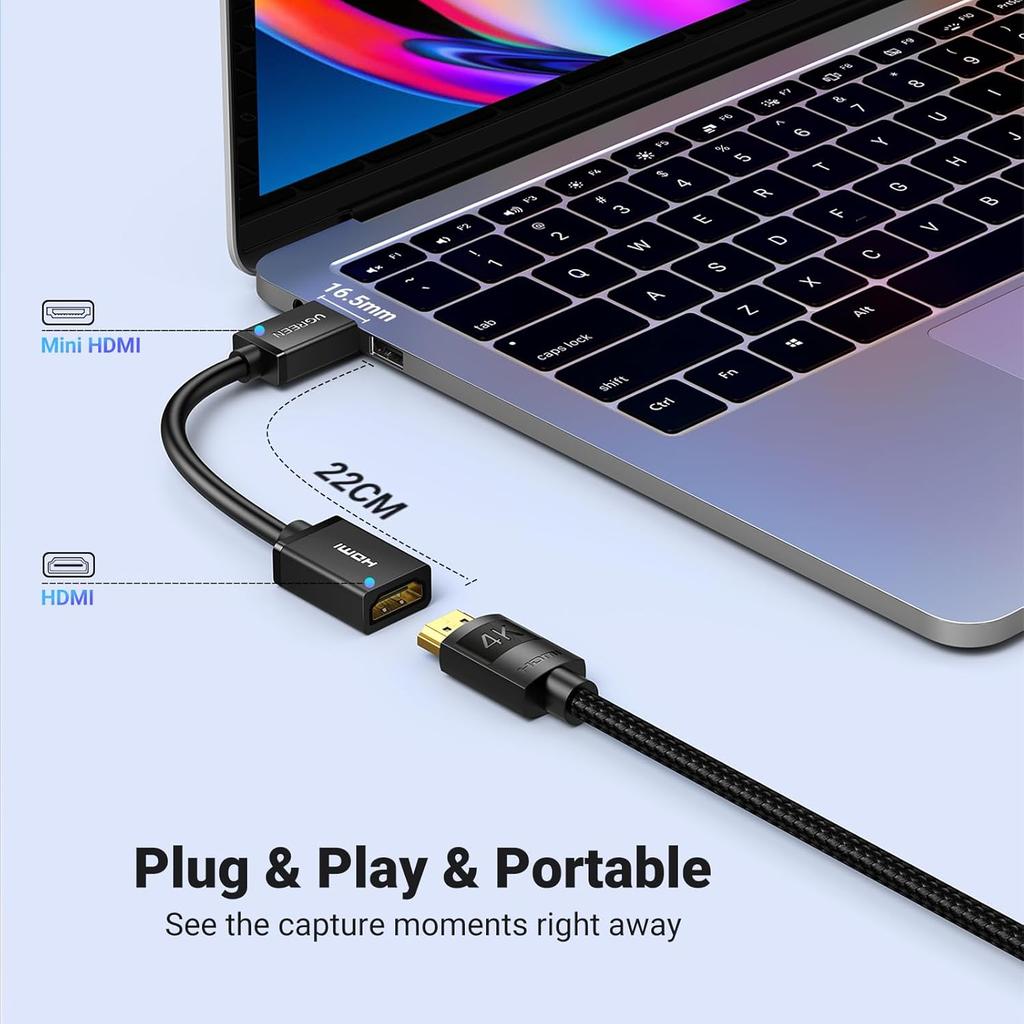 UGREEN Mini HDMI Male to HDMI Female Adapter Cable - 0.22 Meter / Black