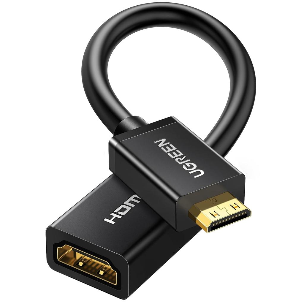 UGREEN Mini HDMI Male to HDMI Female Adapter Cable - 0.22 Meter / Black