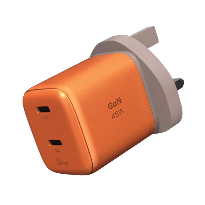 MOMAX 1-Charge 2-Port GaN Charger - 45W / USB-C / Orange