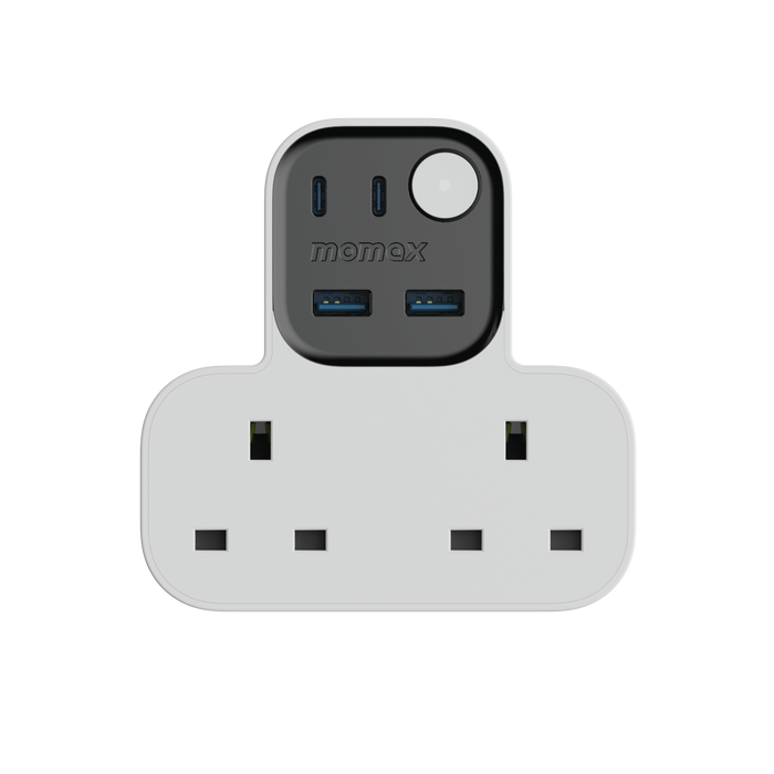 MOMAX 1-Charge Work Flow T-shaped Extention 3 Socket with USB - White