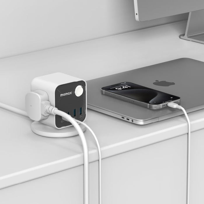 MOMAX 3-Outlet GaN Power Cube - 25W / USB-A / USB-C / White
