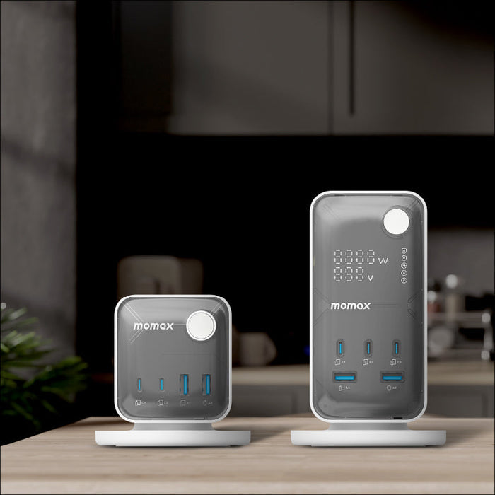 MOMAX Flow 6-Outlet GaN Power Tower - 35W / USB-C / USB-A / White