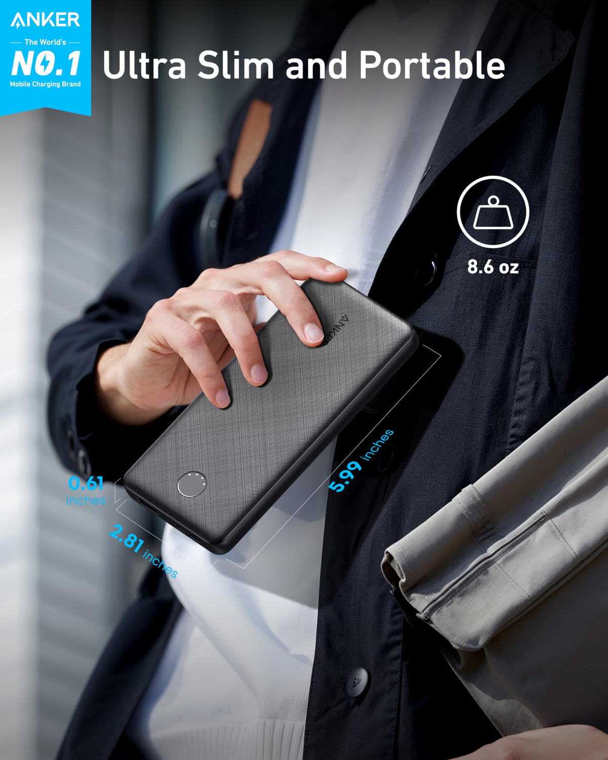 Anker 313 Power Bank - 10000 mAh / 15W / Black