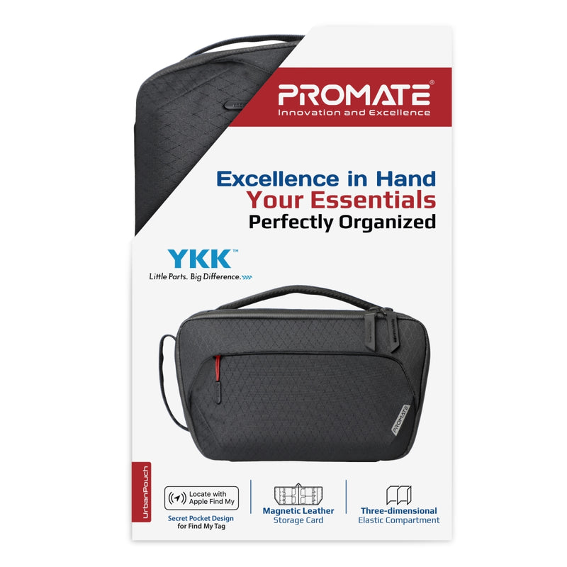 Promate Urban Pouch Versatile Tech Essential Organizer Pouch Bag - Black