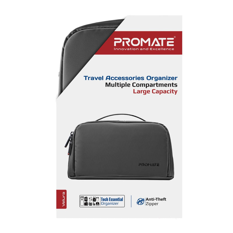 Promate Velura Travel Aceesories Organizer - Black