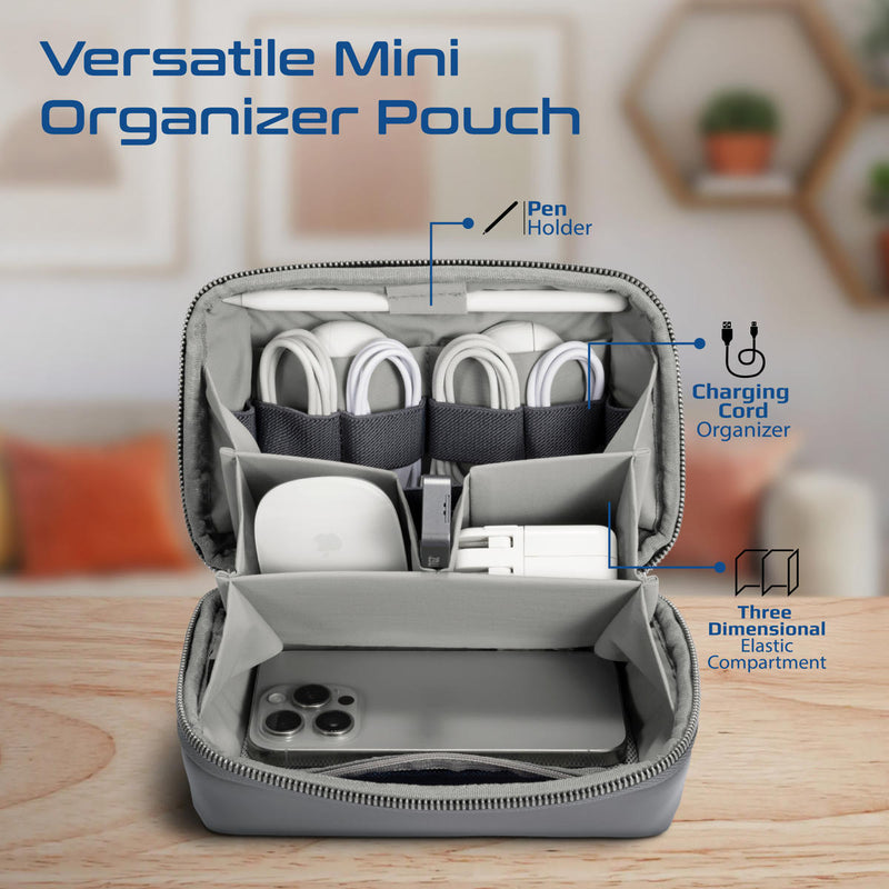 Promate Velvena Compact Tech Essential Organizer Pouch Bag - Grey