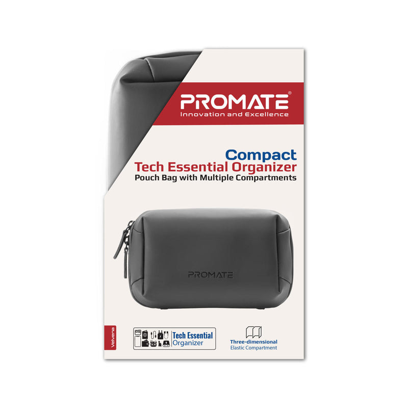 Promate Velvena Compact Tech Essential Organizer Pouch Bag - Black