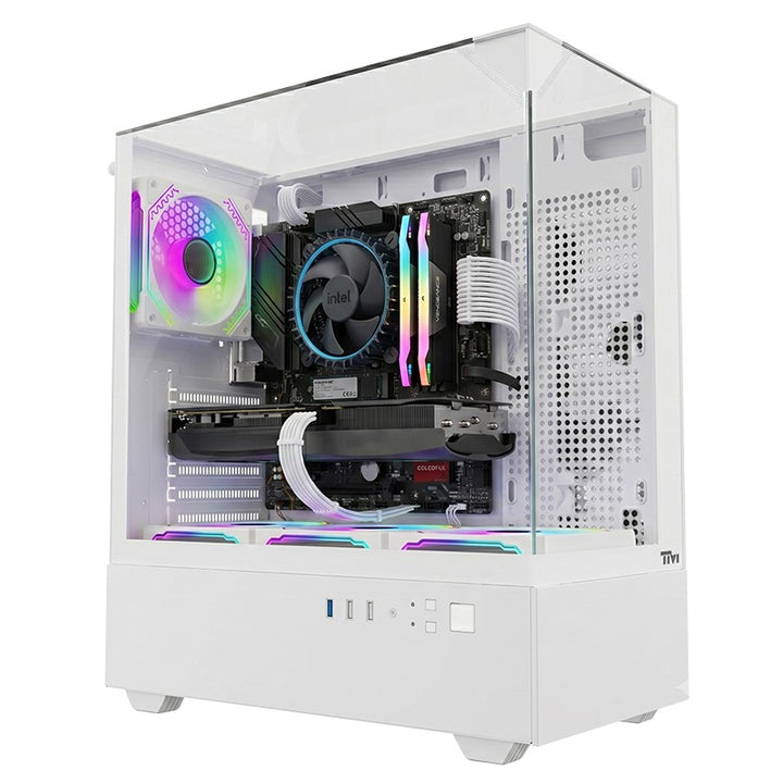 Twisted Minds Fury Series ATX Mid Tower Gaming Case - White (4 ARGB Fans Included)