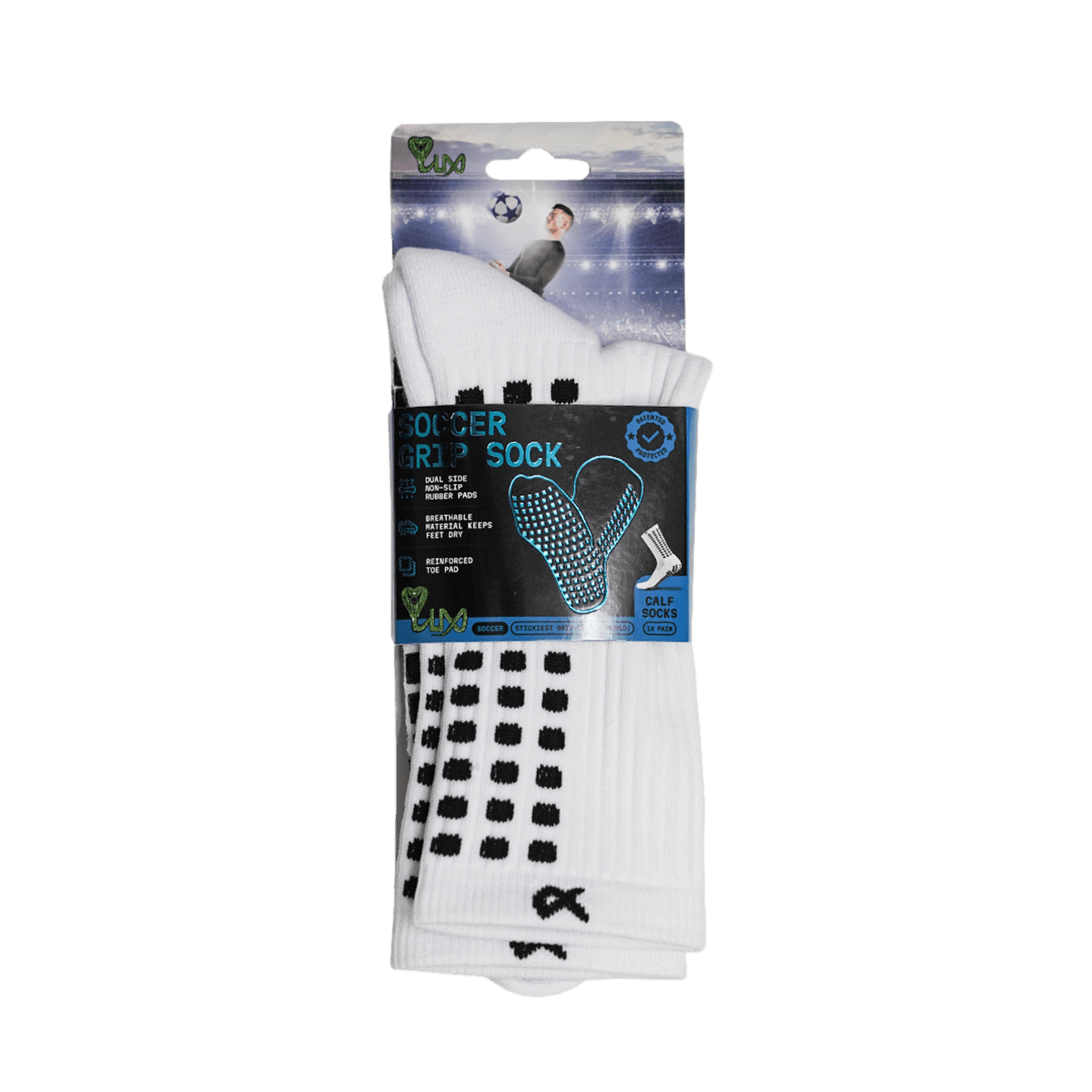 Lux Soccer Grip Calf Sock - White