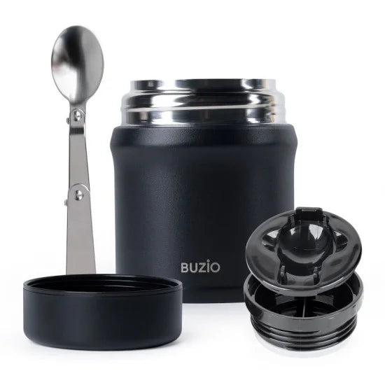 Buzio Kids Stainless Steel Food Container 350ML - Black