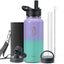 Buzio Trio Series Water Bottle with 3 Lids and Sleeve 1L - Purple Green