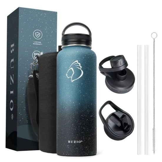 Buzio Trio Series Water Bottle with 3 Lids and Sleeve 1.2L -  Starry Crush