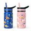Buzio Kids Bottle with Straw Lid | 2 Pack 500ML - Unicorn+Dinosaur