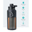 Buzio Trio Series Water Bottle with 3 Lids and Sleeve 1L - Black