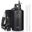 Buzio Duet Series Water Bottle with 2 Lids and Sleeve 1.9L - Black