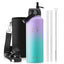Buzio Duet Series Water Bottle with 2 Lids and Sleeve 1.2L - Purple Green
