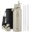Buzio Duet Series Water Bottle with 2 Lids and Sleeve 1.2L - Beige