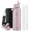 Buzio Duet Series Water Bottle with 2 Lids and Sleeve 1.2L - Purple