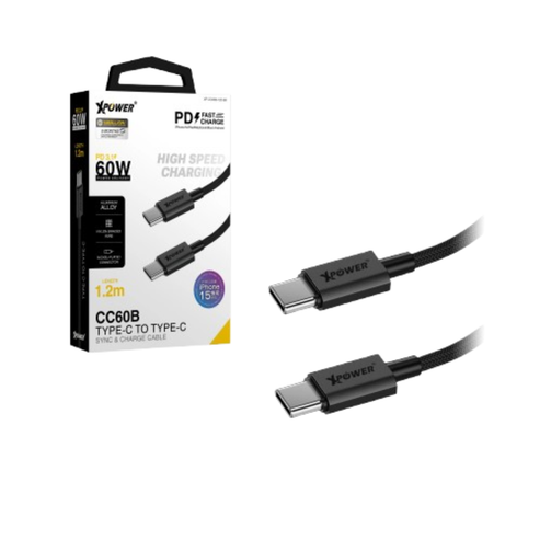 XPower CC60B Sync & Charge Cable - 60W / USB-C / 1.2 Meter / Gray