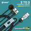 XPower 6-in-1 Digital Display Aluminum alloy charging cable - 100W / 1.2 Meter / Black