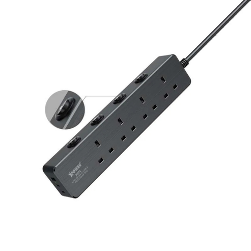 XPower PST4 7 Outout Surge Power Strip - 3 Meter / Black