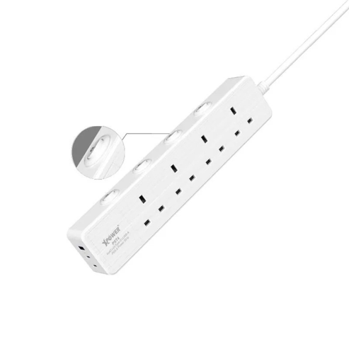 XPower PST4 7 Outout Surge Power Strip - 3 Meter / White