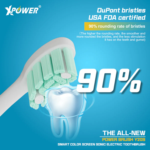XPower Y20S Smart Color Screen Sonic Electric Toothbrush - White