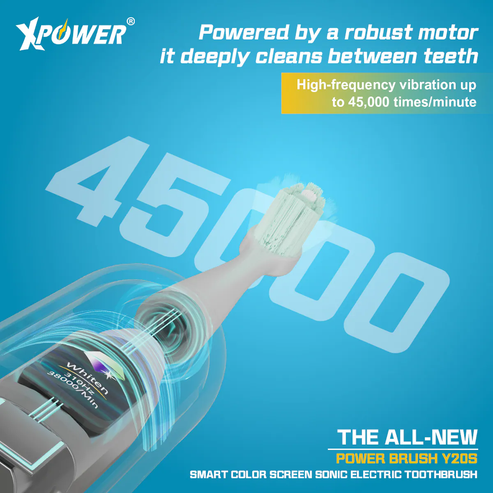 XPower Y20S Smart Color Screen Sonic Electric Toothbrush - White