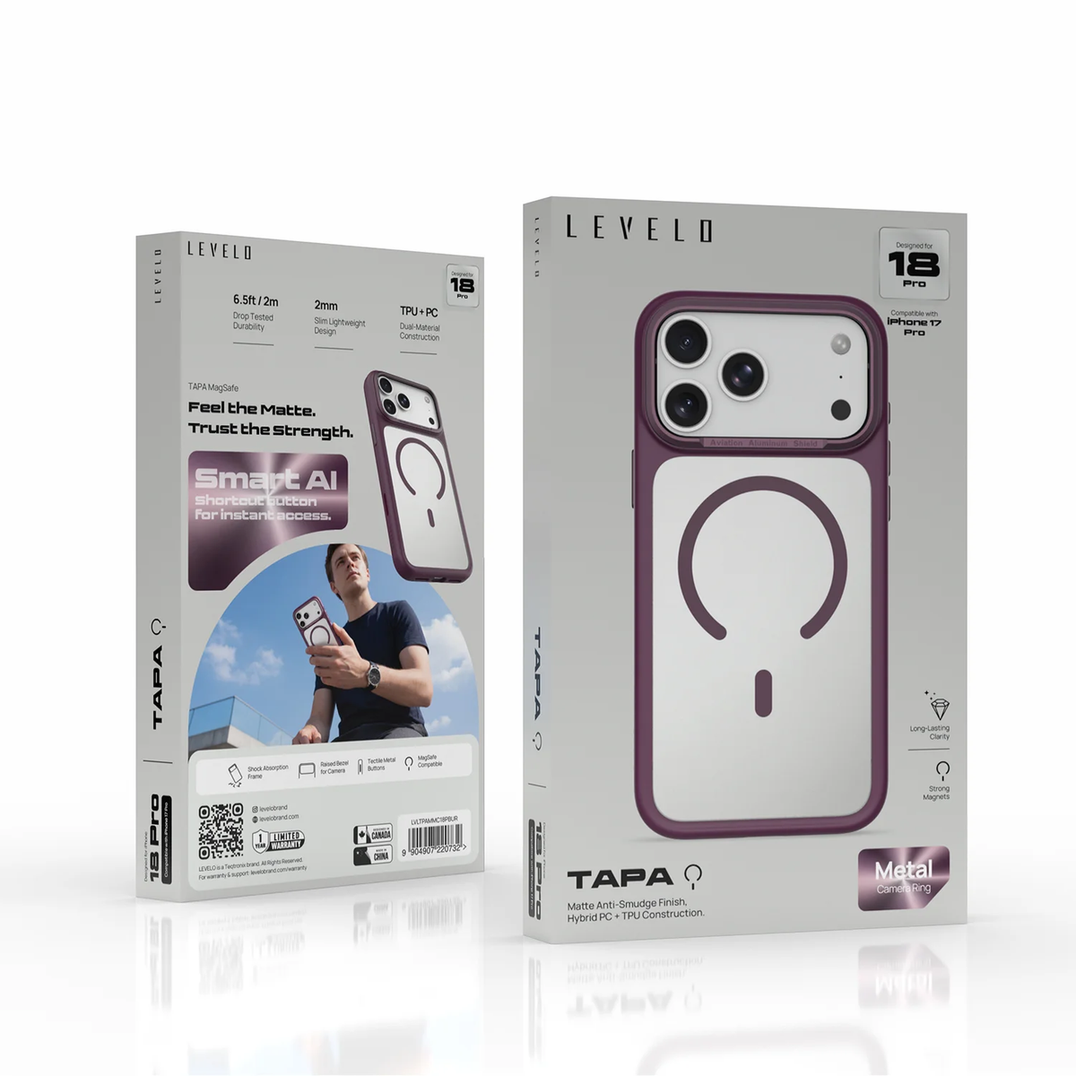 Levelo TAPA MagSafe Case For Apple iPhone 18 Pro - Burgundy