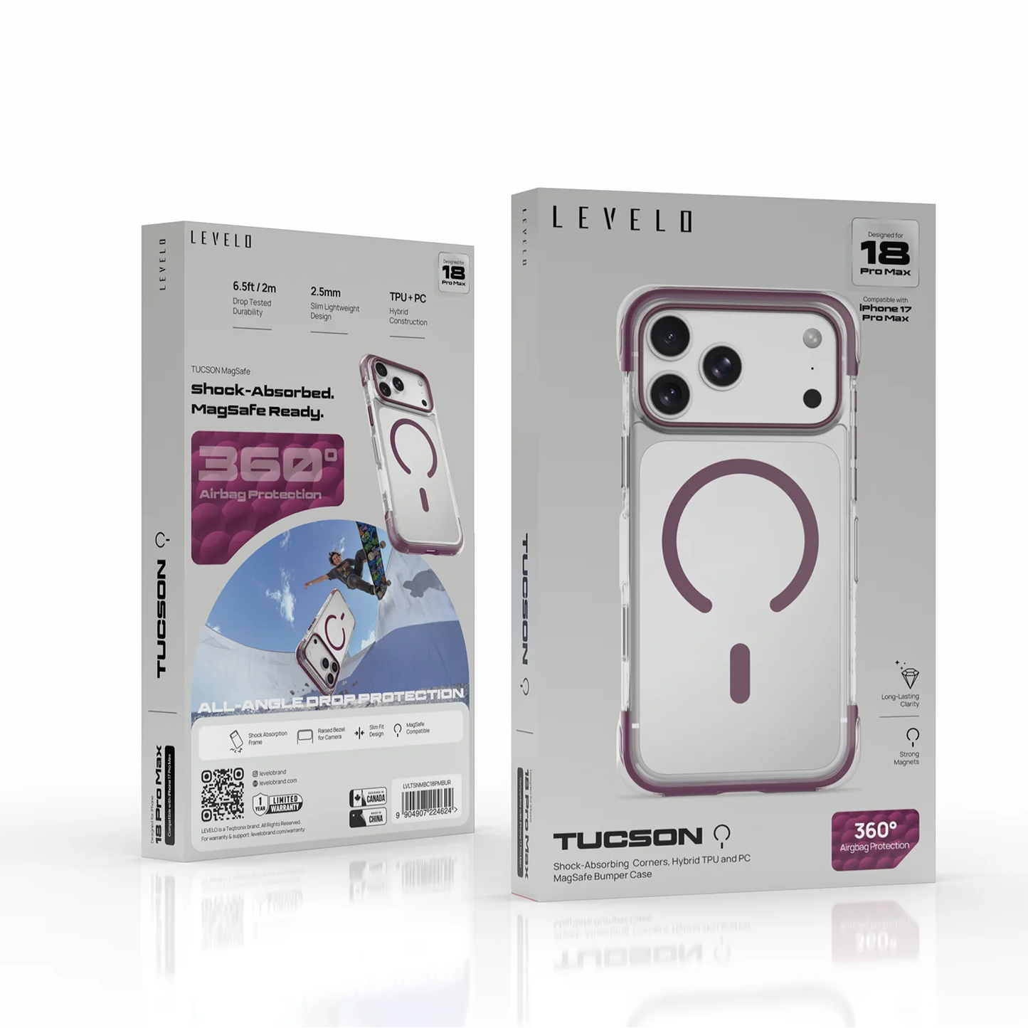 Levelo Tucson MagSafe Case For Apple iPhone 18 Pro Max - Burgundy
