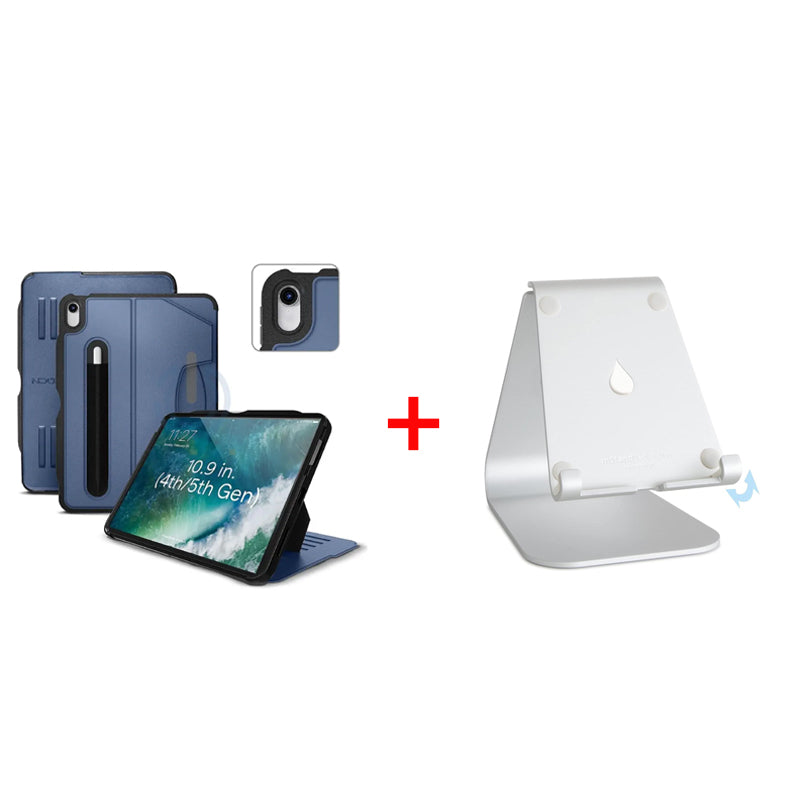 Bundle Offer - Zugu Alpha Case for iPad Air 11"/10.9" (2020-2025) - Slate + Rain Design mStand Tablet Plus iPad Stand - Silver