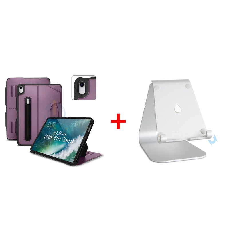 Bundle Offer - Zugu Alpha Case - iPad Air 11"/10.9" (2020-2025) / Purple + Rain Design mStand Tablet Plus iPad Stand - Silver