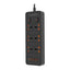 Porodo Blue 6 AC Dual Switch Power Strip  - UK 3-Pin Plug / USB-C / USB-A / Black