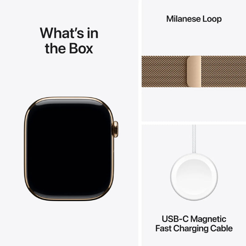 Apple Watch Series 11 - LTPO OLED / 64GB / 46mm / Bluetooth / Wi-Fi + Cellular / Small/Medium / Gold Titanium Case with