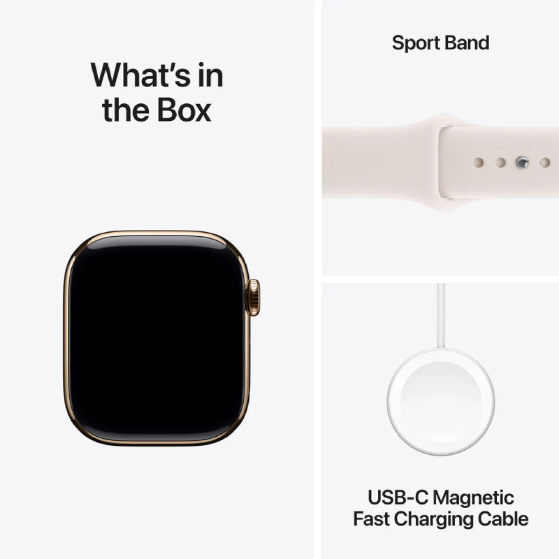 Apple Watch Series 11 - LTPO OLED / 64GB / 46mm / Bluetooth / Wi-Fi + Cellular / Medium/Large / Gold Titanium Case with