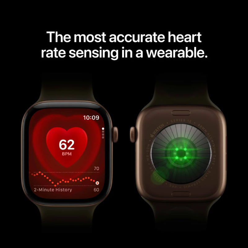 Apple Watch Series 12 - LTPO OLED / 64GB / 42mm / Bluetooth / Wi-Fi + Cellular / Medium/Large / Pearl White Ceramic Case with Sand Sport Band