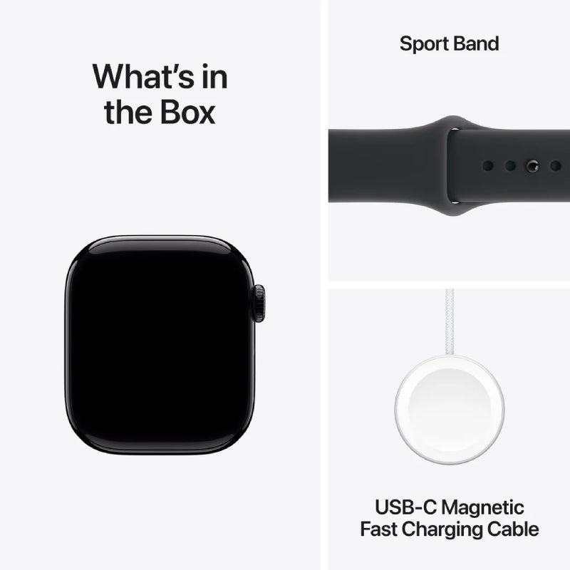 Apple Watch Series 11 - LTPO OLED / 64GB / 42mm / Bluetooth / Wi-Fi / Small/Medium / Jet Black Aluminum Case With Black